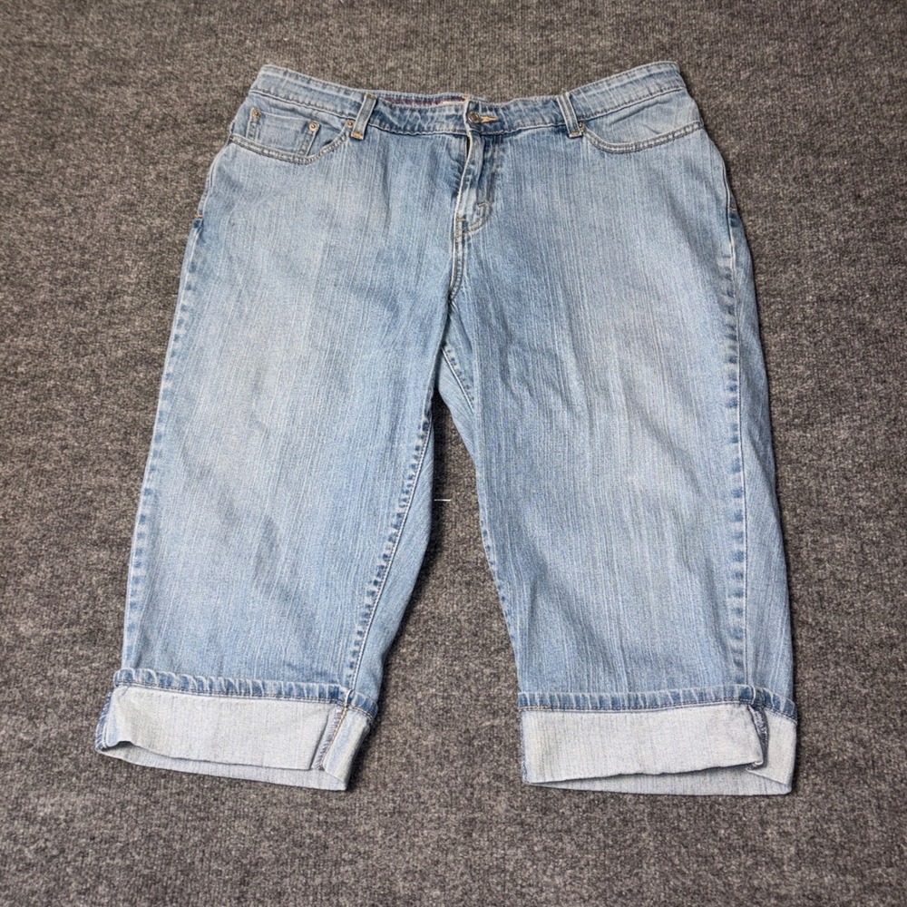 Levis 515 Capri Jeans Womens 20 Light Wash Blue Denim Cuffed Cropped Mid Rise